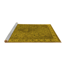 Sideview of Machine Washable Oriental Yellow Industrial Rug, wshurb2135yw