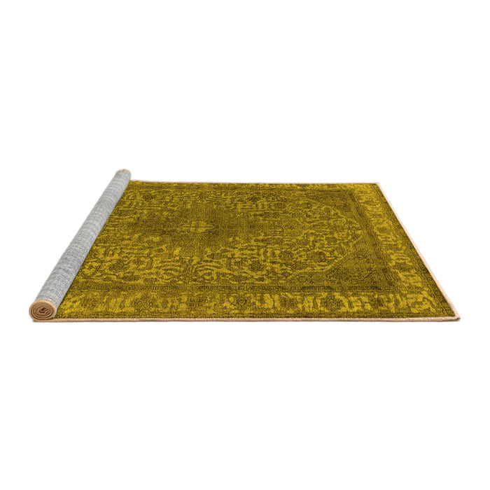 Sideview of Machine Washable Oriental Yellow Industrial Rug, wshurb2135yw