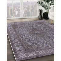 Mid-Century Modern Carbon Gray Oriental Rug, urb2135