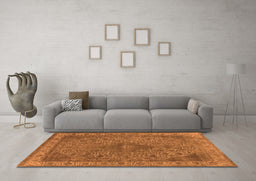 Machine Washable Oriental Orange Industrial Area Rugs in a Living Room, wshurb2135org