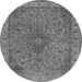 Round Machine Washable Oriental Gray Industrial Rug, wshurb2135gry