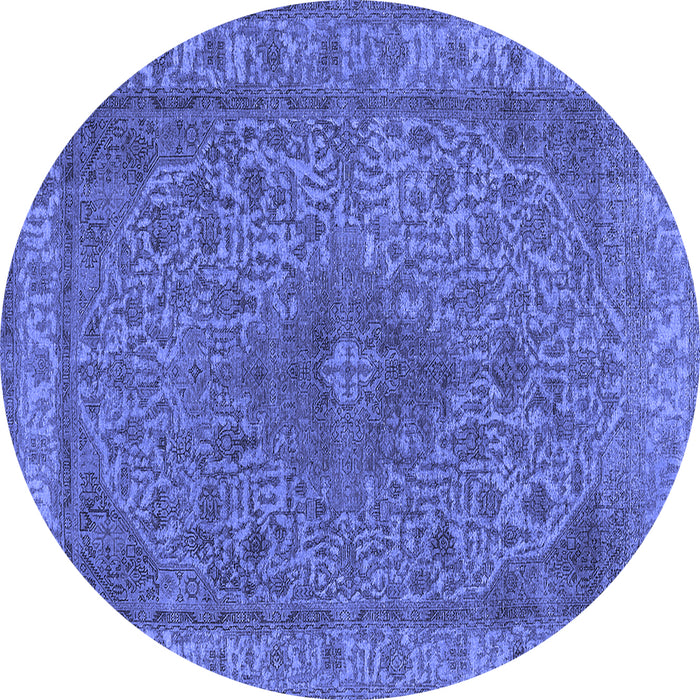 Round Oriental Blue Industrial Rug, urb2135blu