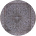 Round Mid-Century Modern Carbon Gray Oriental Rug, urb2135