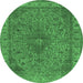 Round Oriental Emerald Green Industrial Rug, urb2135emgrn