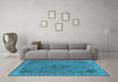 Machine Washable Oriental Light Blue Industrial Rug in a Living Room, wshurb2135lblu