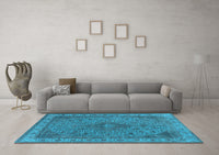 Machine Washable Oriental Light Blue Industrial Rug, wshurb2135lblu