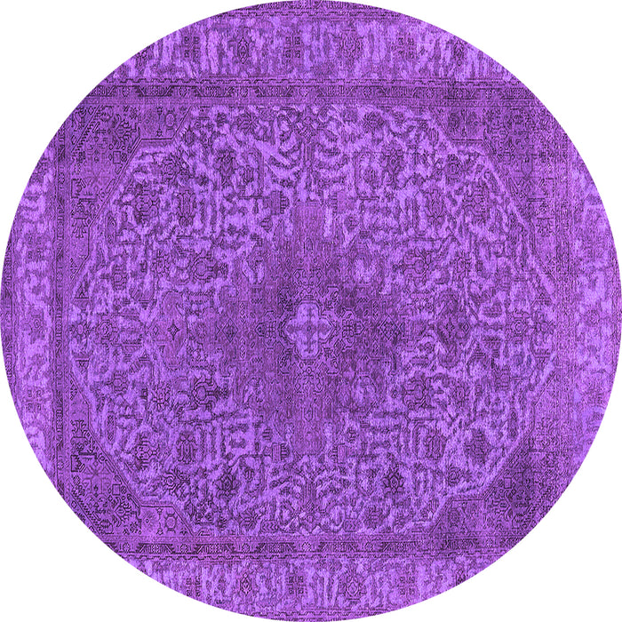 Round Machine Washable Oriental Purple Industrial Area Rugs, wshurb2135pur