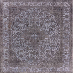 Square Mid-Century Modern Carbon Gray Oriental Rug, urb2135