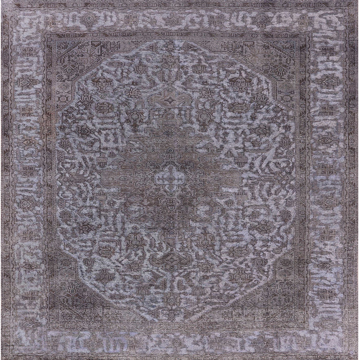 Square Mid-Century Modern Carbon Gray Oriental Rug, urb2135