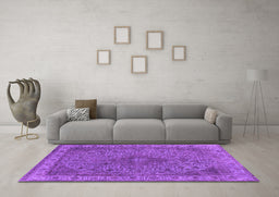 Machine Washable Oriental Purple Industrial Area Rugs in a Living Room, wshurb2135pur