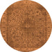 Round Machine Washable Oriental Orange Industrial Area Rugs, wshurb2135org