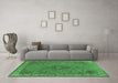Machine Washable Oriental Emerald Green Industrial Area Rugs in a Living Room,, wshurb2135emgrn