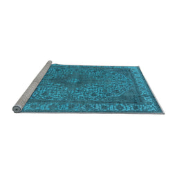 Sideview of Machine Washable Oriental Light Blue Industrial Rug, wshurb2135lblu
