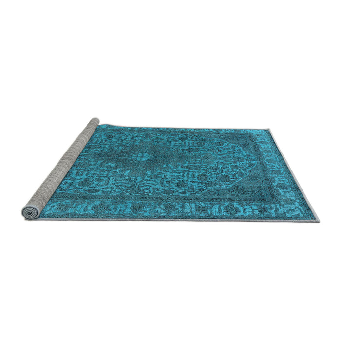 Sideview of Machine Washable Oriental Light Blue Industrial Rug, wshurb2135lblu