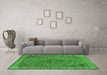 Machine Washable Oriental Green Industrial Area Rugs in a Living Room,, wshurb2135grn