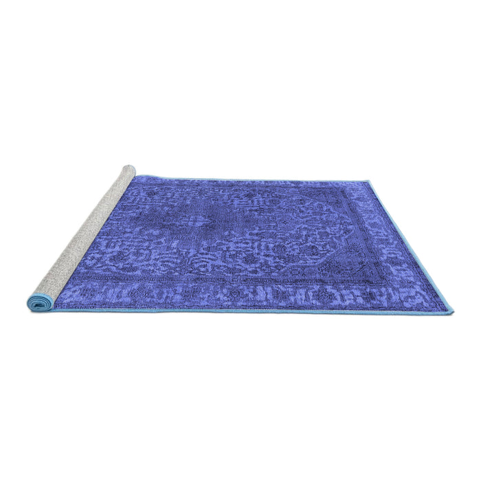 Sideview of Machine Washable Oriental Blue Industrial Rug, wshurb2135blu
