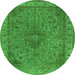 Round Oriental Green Industrial Rug, urb2135grn