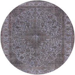 Round Machine Washable Industrial Modern Carbon Gray Rug, wshurb2135
