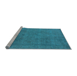 Sideview of Machine Washable Oriental Light Blue Industrial Rug, wshurb2136lblu