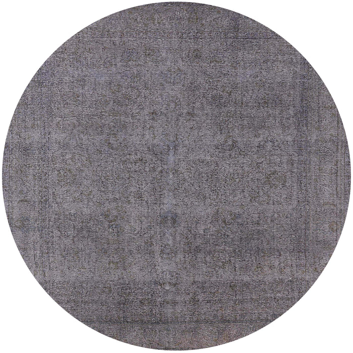 Round Mid-Century Modern Carbon Gray Oriental Rug, urb2136