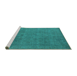 Sideview of Machine Washable Oriental Turquoise Industrial Area Rugs, wshurb2136turq
