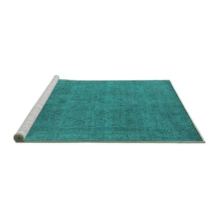Sideview of Machine Washable Oriental Turquoise Industrial Area Rugs, wshurb2136turq