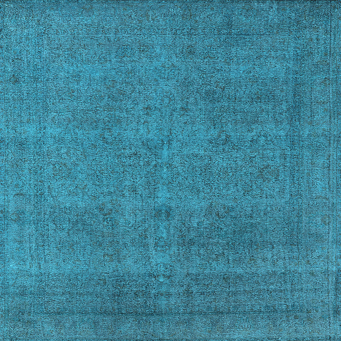 Square Machine Washable Oriental Light Blue Industrial Rug, wshurb2136lblu
