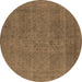 Round Oriental Brown Industrial Rug, urb2136brn