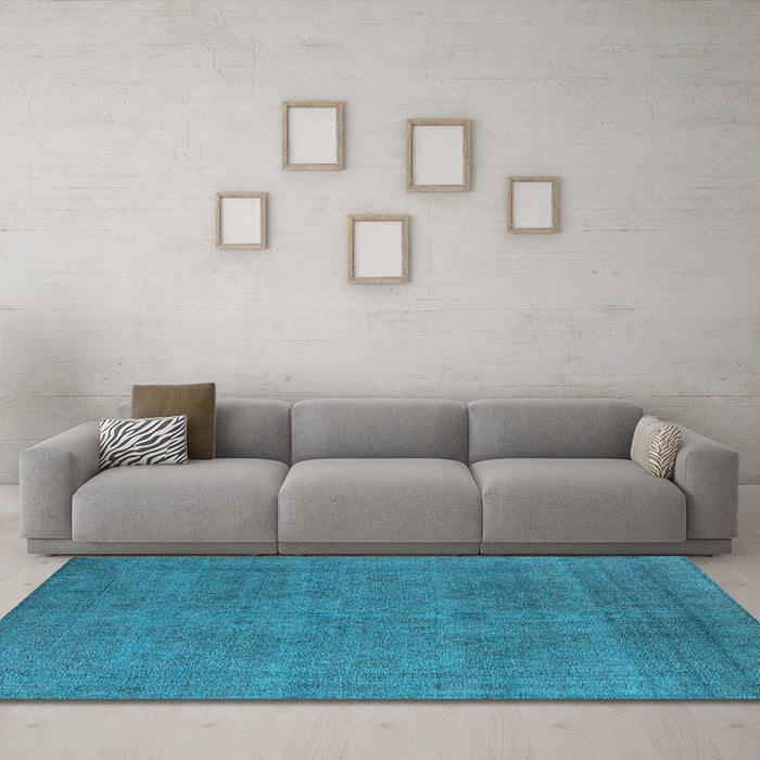 Machine Washable Oriental Light Blue Industrial Rug in a Living Room, wshurb2136lblu