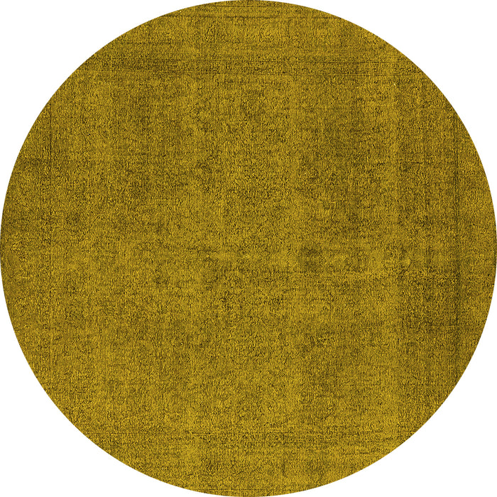 Round Oriental Yellow Industrial Rug, urb2136yw