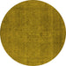 Round Oriental Yellow Industrial Rug, urb2136yw