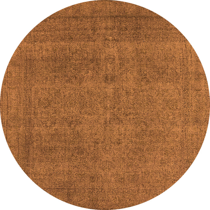 Round Machine Washable Oriental Orange Industrial Area Rugs, wshurb2136org