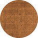 Round Machine Washable Oriental Orange Industrial Area Rugs, wshurb2136org