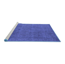 Sideview of Machine Washable Oriental Blue Industrial Rug, wshurb2136blu