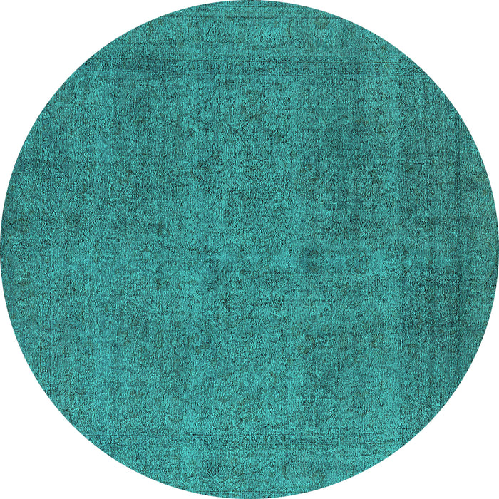 Round Oriental Turquoise Industrial Rug, urb2136turq