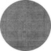 Round Machine Washable Oriental Gray Industrial Rug, wshurb2136gry