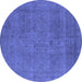 Round Oriental Blue Industrial Rug, urb2136blu