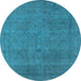 Round Oriental Light Blue Industrial Rug, urb2136lblu