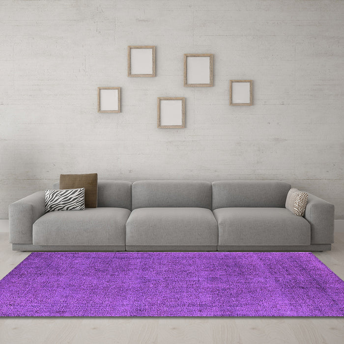 Machine Washable Oriental Purple Industrial Area Rugs in a Living Room, wshurb2136pur