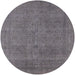 Round Machine Washable Industrial Modern Carbon Gray Rug, wshurb2136