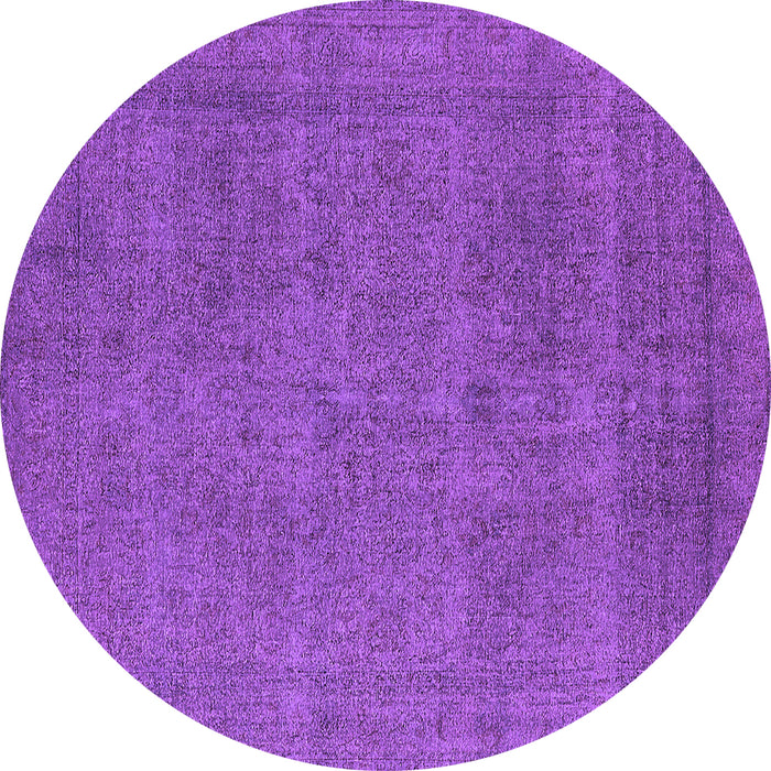 Round Machine Washable Oriental Purple Industrial Area Rugs, wshurb2136pur