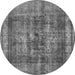 Round Oriental Gray Industrial Rug, urb2137gry