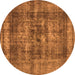 Round Machine Washable Oriental Orange Industrial Area Rugs, wshurb2137org