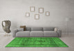 Machine Washable Oriental Green Industrial Area Rugs in a Living Room,, wshurb2137grn