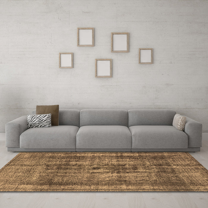 Machine Washable Oriental Brown Industrial Rug in a Living Room,, wshurb2137brn