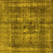 Square Machine Washable Oriental Yellow Industrial Rug, wshurb2137yw