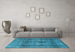 Machine Washable Oriental Light Blue Industrial Rug in a Living Room, wshurb2137lblu