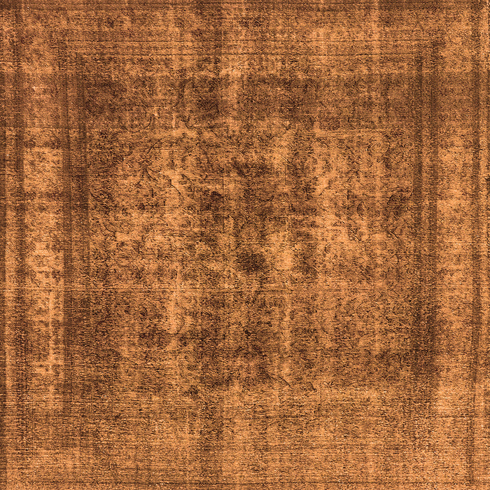 Square Machine Washable Oriental Orange Industrial Area Rugs, wshurb2137org