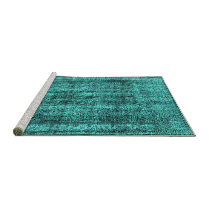 Sideview of Machine Washable Oriental Turquoise Industrial Area Rugs, wshurb2137turq