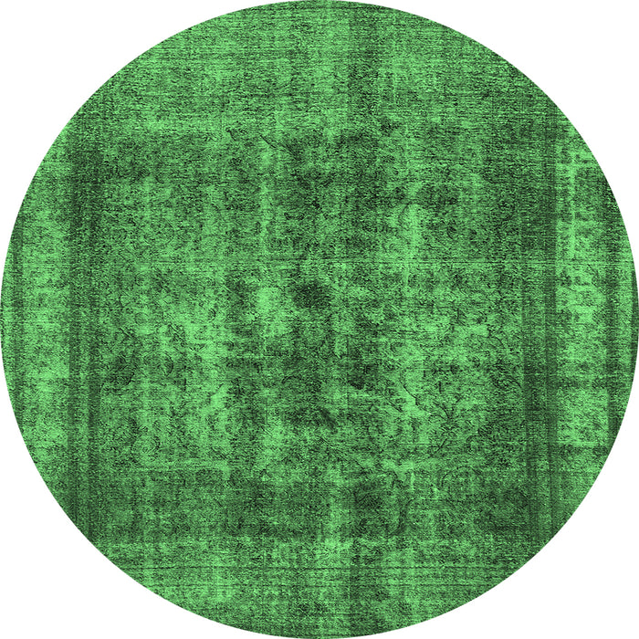 Round Oriental Emerald Green Industrial Rug, urb2137emgrn